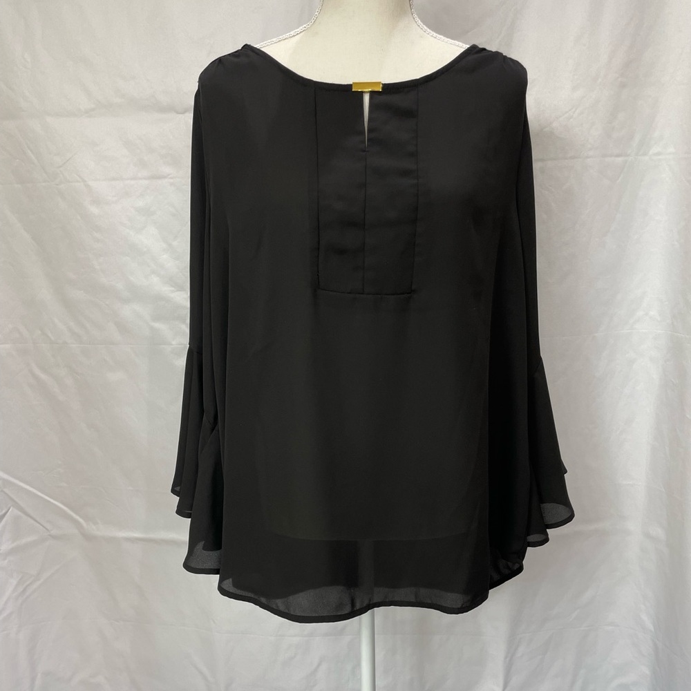 3/$35 Avenue black sheer blouse. Size 14/16